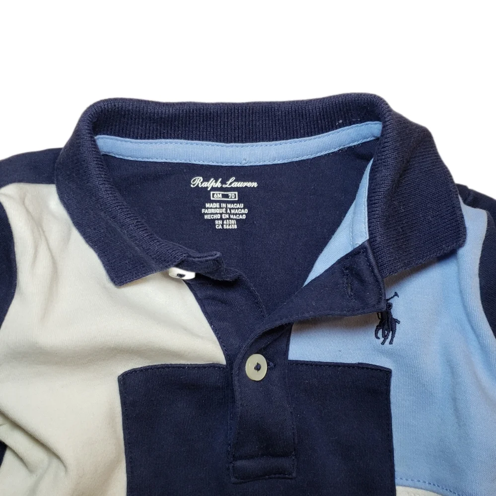 Ralph Lauren 6m Baby Patchwork Polo Collared Shortalls Romper